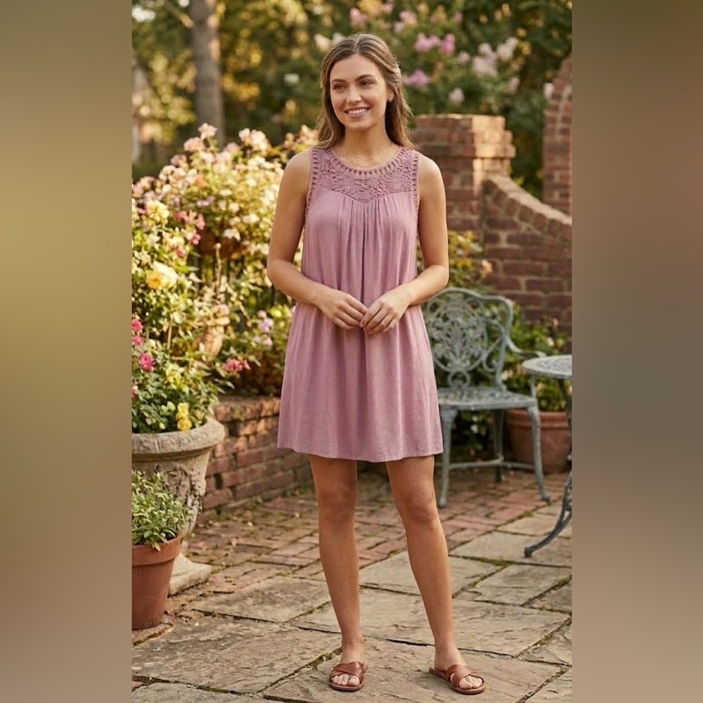 Altar'd State Mauve Lace Detail mini Dress